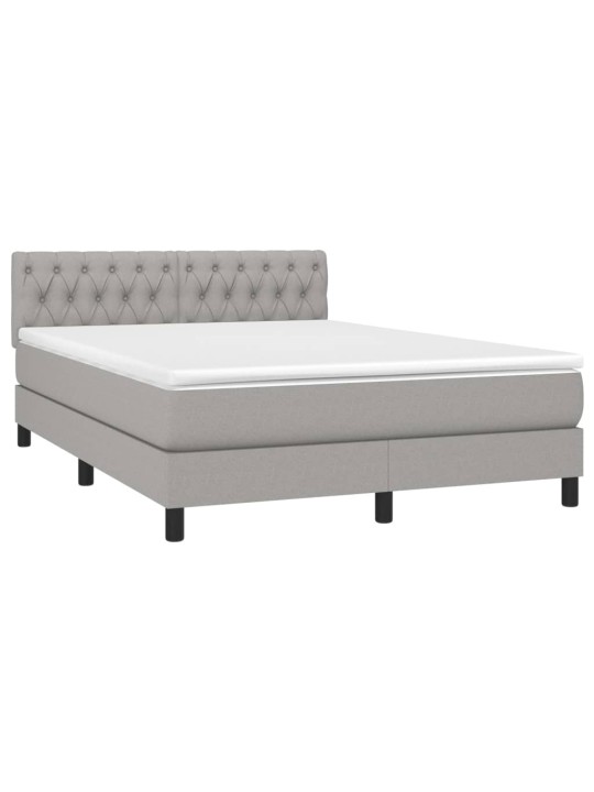 Box spring postel s matrací a LED světle šedá 140x190 cm textil