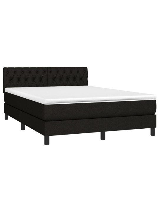Box spring postel s matrací a LED černá 140x190 cm textil