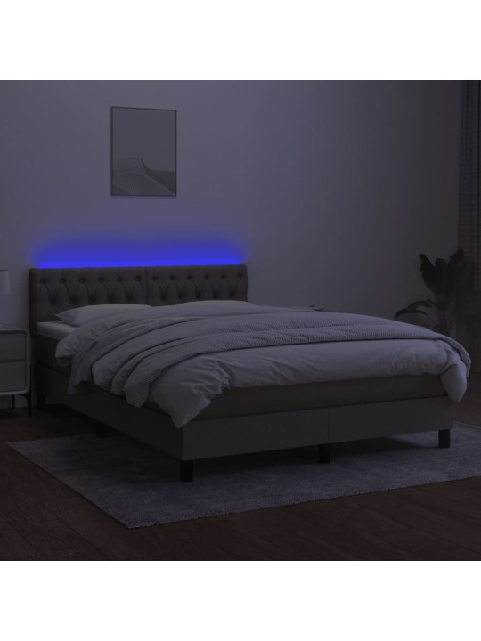 Box spring postel s matrací a led taupe 140x190 cm textil