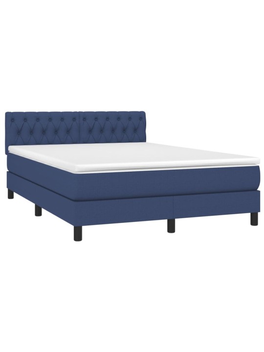 Box spring postel s matrací a LED modrá 140x190 cm textil