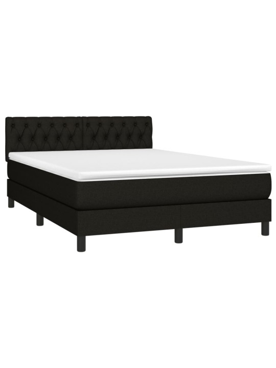 Box spring postel s matrací a LED černá 140x200 cm textil