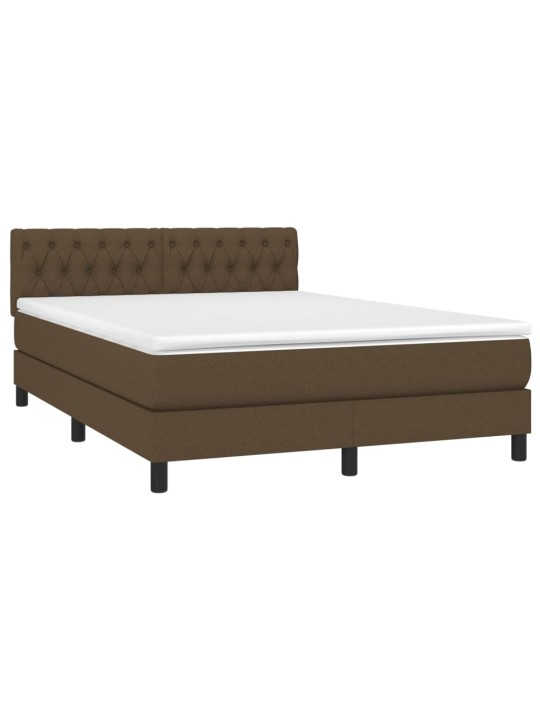 Box spring postel s matrací a LED tmavě hnědá 140x200 cm textil
