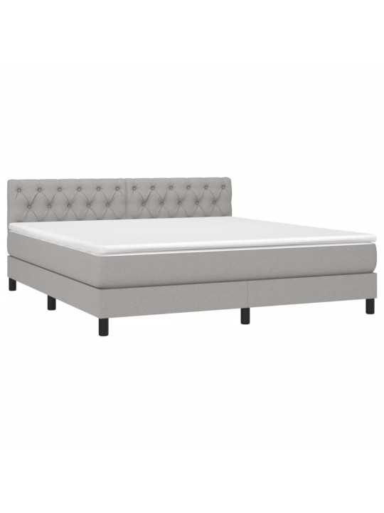 Box spring postel s matrací a LED světle šedá 160x200 cm textil