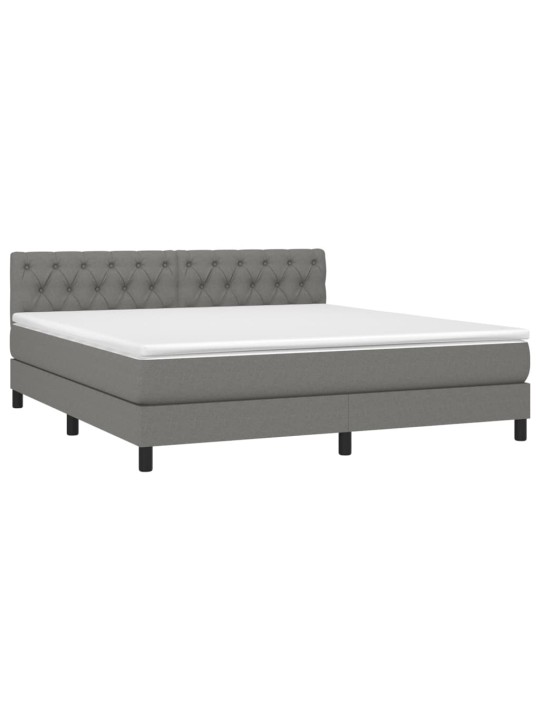 Box spring postel s matrací a LED tmavě šedá 160x200 cm textil