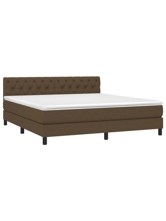 Box spring postel s matrací a led tmavě hnědá 160x200 cm textil