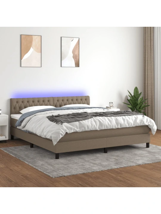 Box spring postel s matrací a led taupe 160x200 cm textil