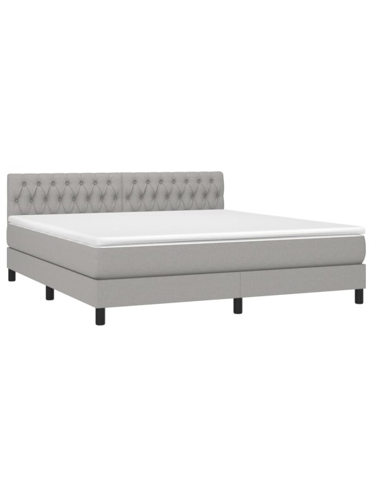 Box spring postel s matrací a LED světle šedá 180x200 cm textil
