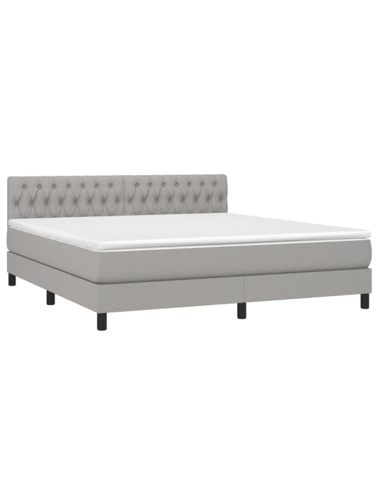 Box spring postel s matrací a LED světle šedá 180x200 cm textil