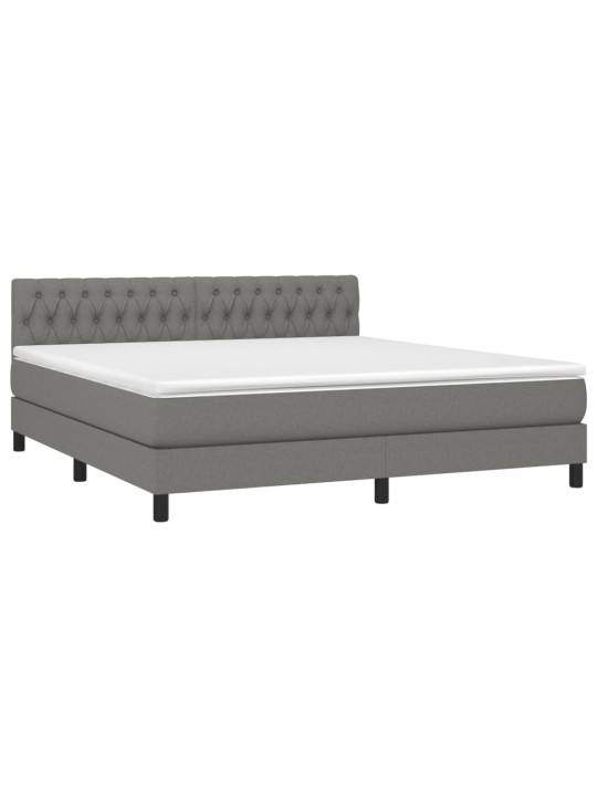 Box spring postel s matrací a LED tmavě šedá 180x200 cm textil