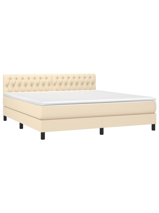 Box spring postel s matrací a led krémová 180x200 cm textil