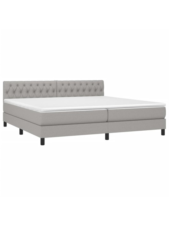 Box spring postel s matrací a LED světle šedá 200x200 cm textil