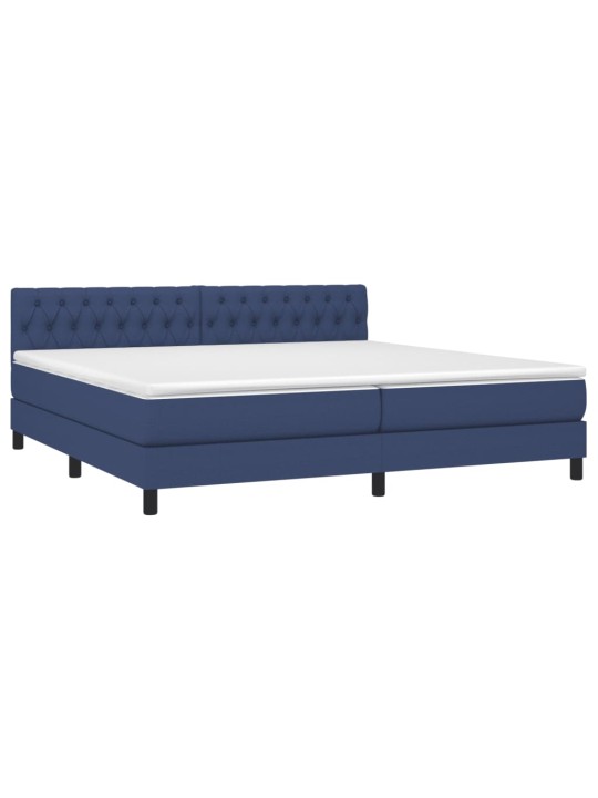 Box spring postel s matrací a LED modrá 200x200 cm textil