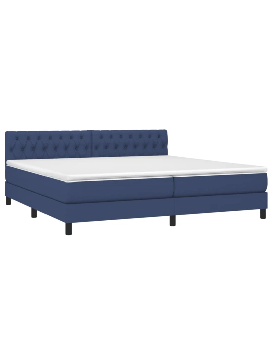 Box spring postel s matrací a LED modrá 200x200 cm textil