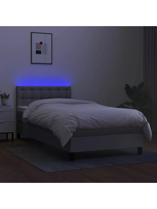 Box spring postel s matrací a LED světle šedá 80x200 cm textil