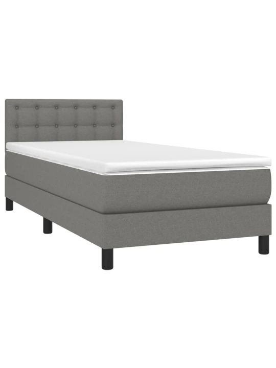 Box spring postel s matrací a LED tmavě šedá 80 x 200 cm textil