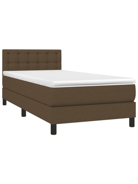 Box spring postel s matrací a LED tmavě hnědá 90x200 cm textil