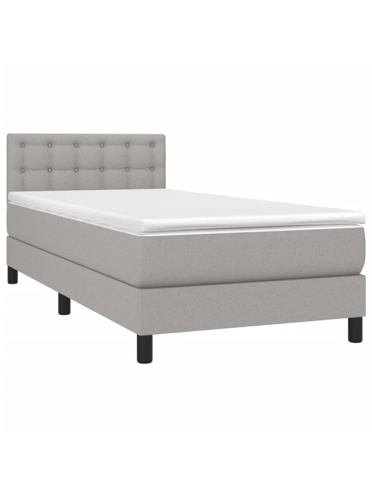 Box spring postel s matrací a LED světle šedá 100x200 cm textil