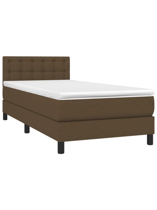 Box spring postel s matrací a LED tmavě hnědá 100x200 cm textil