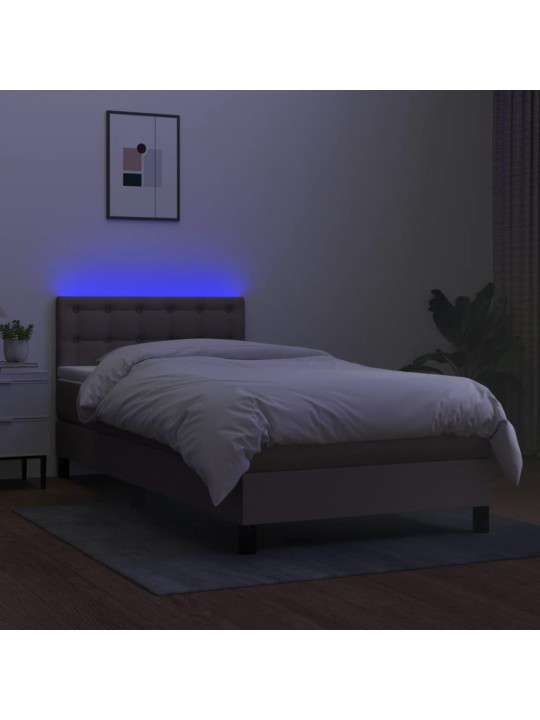 Box spring postel s matrací a LED taupe 100x200 cm textil