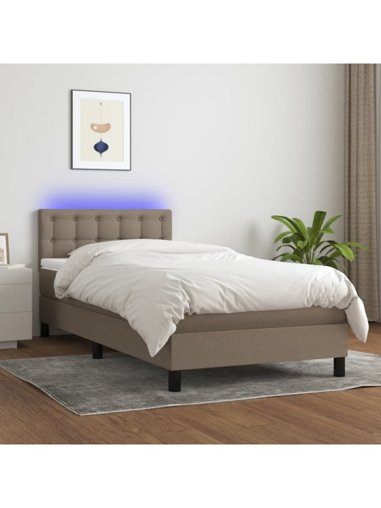 Box spring postel s matrací a LED taupe 100x200 cm textil