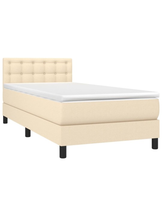 Box spring postel s matrací a LED krémová 100x200 cm textil