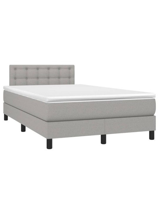 Box spring postel s matrací a LED světle šedá 120x200 cm textil