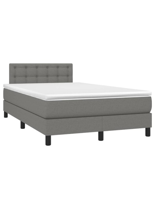 Box spring postel s matrací a LED tmavě šedá 120x200 cm textil