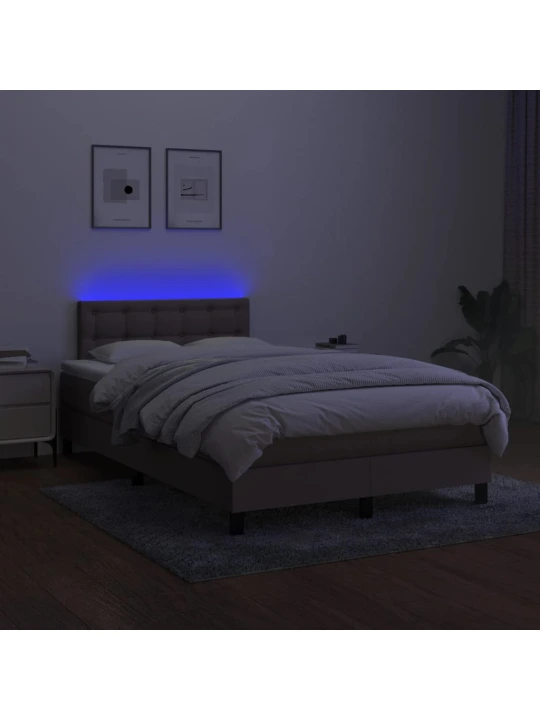 Box spring postel s matrací a LED taupe 120 x 200 cm textil