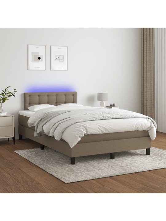 Box spring postel s matrací a LED taupe 120 x 200 cm textil