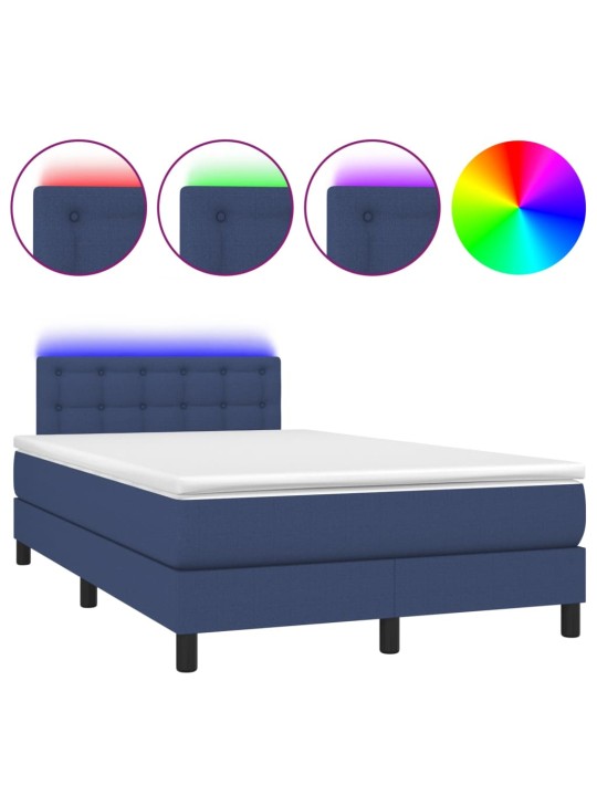 Box spring postel s matrací a LED modrá 120 x 200 cm textil