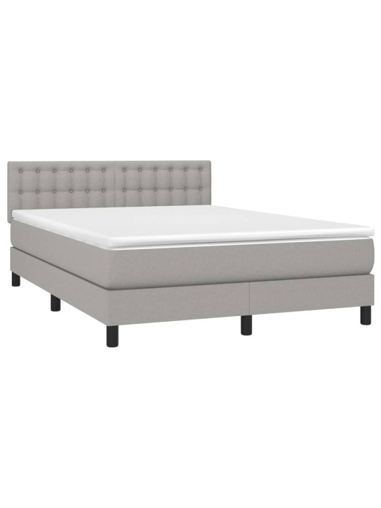 Box spring postel s matrací a LED světle šedá 140x190 cm textil