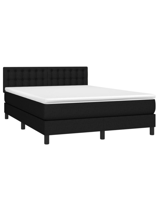 Box spring postel s matrací a LED černá 140x190 cm textil