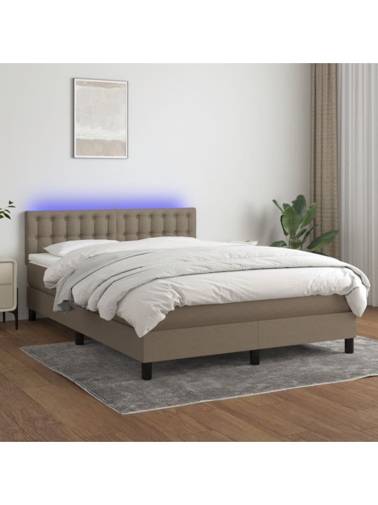 Box spring postel s matrací a led taupe 140x190 cm textil