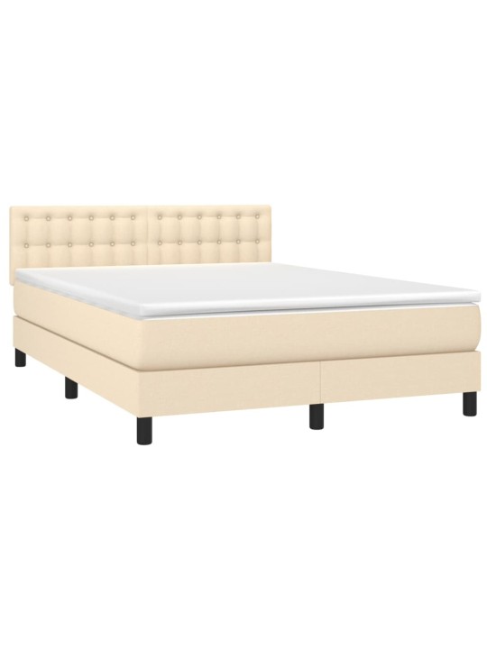Box spring postel s matrací a LED krémová 140x190 cm textil