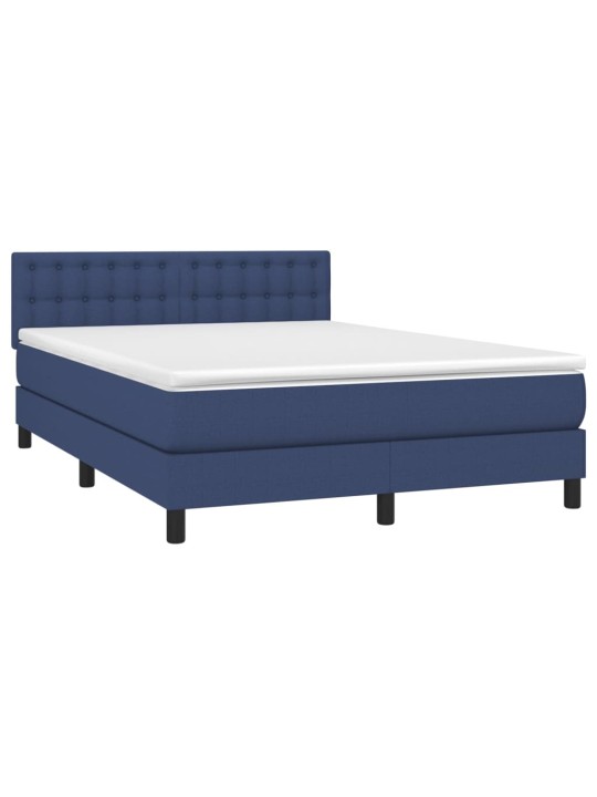 Box spring postel s matrací a LED modrá 140x190 cm textil