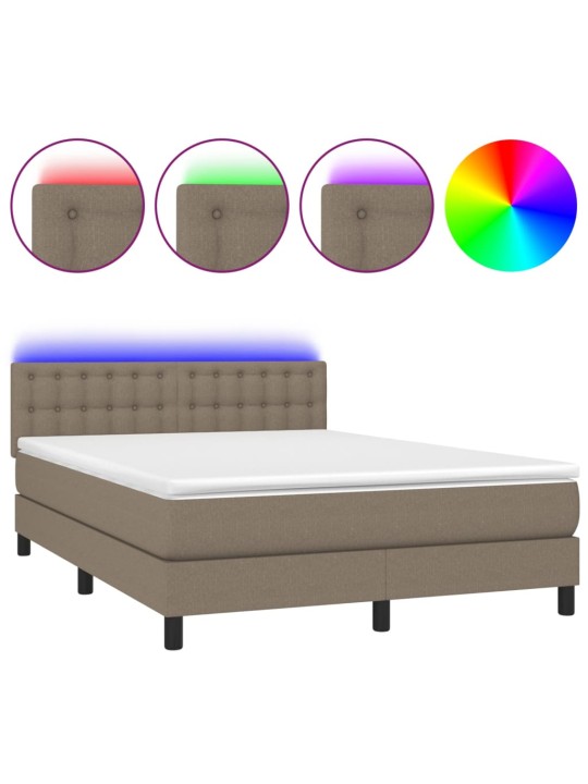 Box spring postel s matrací a LED taupe 140x200 cm textil