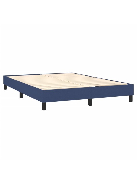 Box spring postel s matrací a led modrá 140x200 cm textil