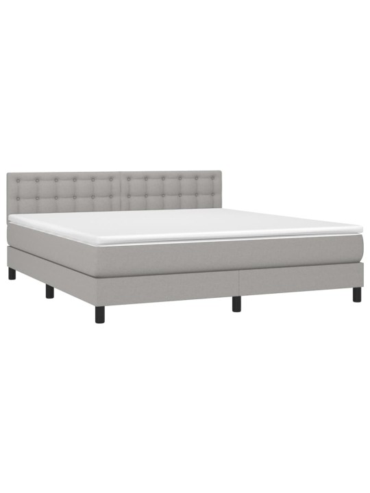 Box spring postel s matrací a LED světle šedá 160x200 cm textil