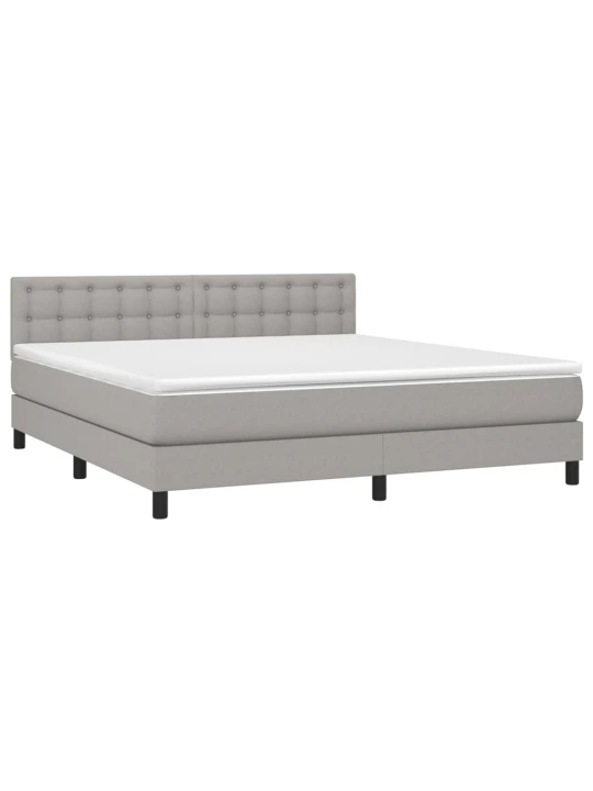 Box spring postel s matrací a LED světle šedá 160x200 cm textil