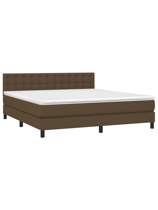 Box spring postel s matrací a led tmavě hnědá 160x200 cm textil
