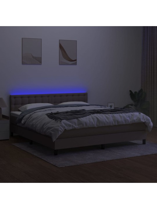 Box spring postel s matrací a LED taupe 160x200 cm textil