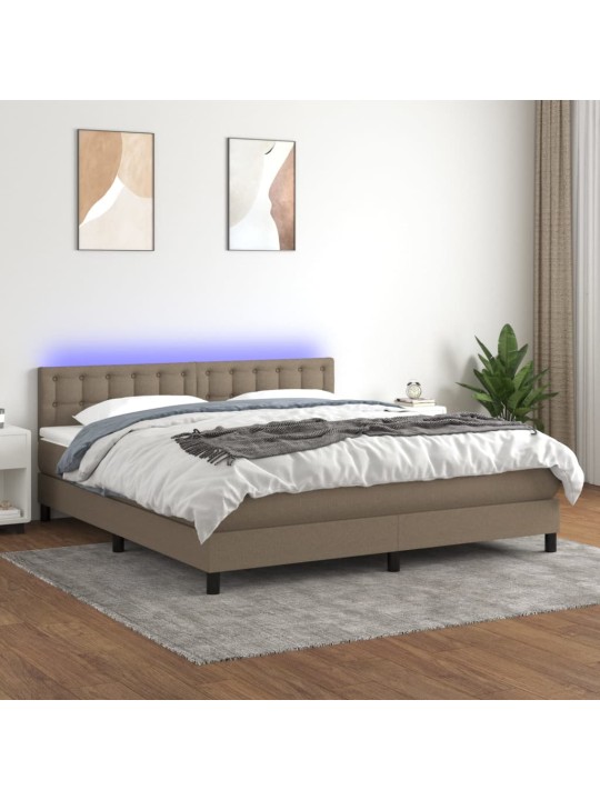 Box spring postel s matrací a LED taupe 160x200 cm textil