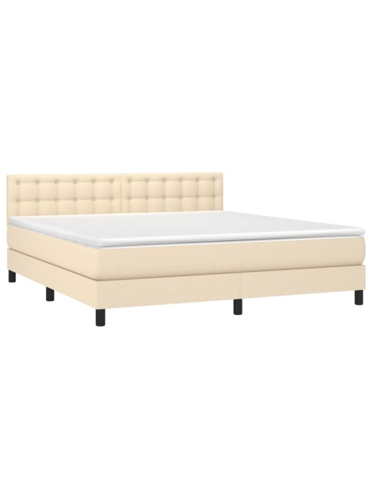 Box spring postel s matrací a led krémová 160x200 cm textil