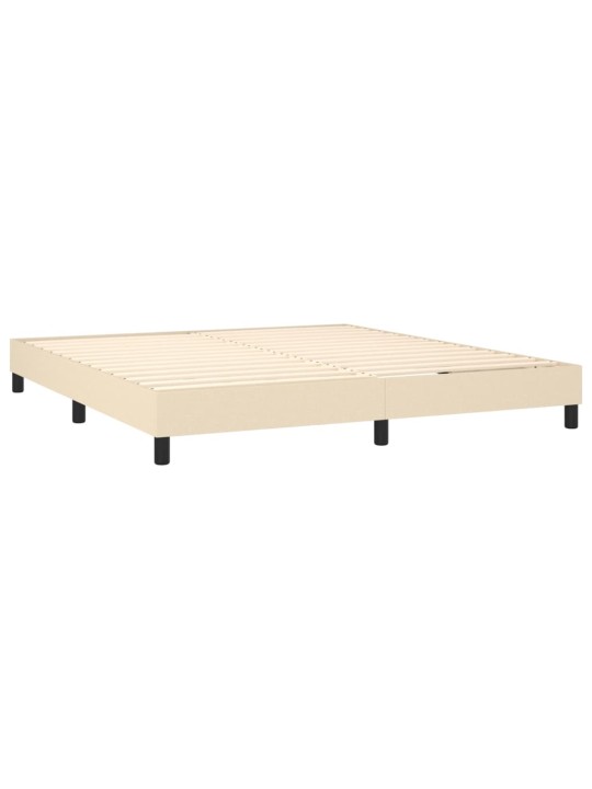 Box spring postel s matrací a led krémová 160x200 cm textil
