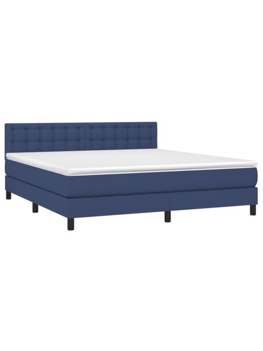 Box spring postel s matrací a LED modrá 160x200 cm textil