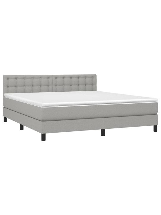 Box spring postel s matrací a LED světle šedá 180x200 cm textil