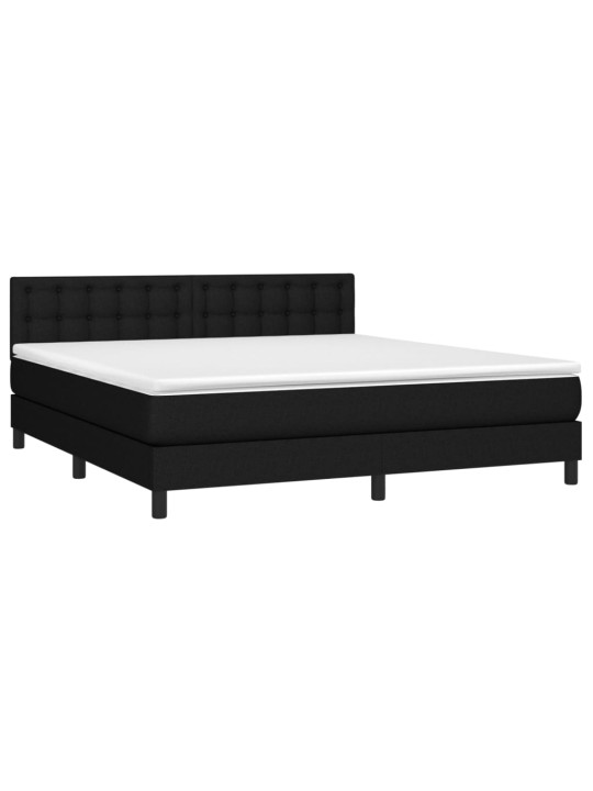 Box spring postel s matrací a LED černá 180x200 cm textil