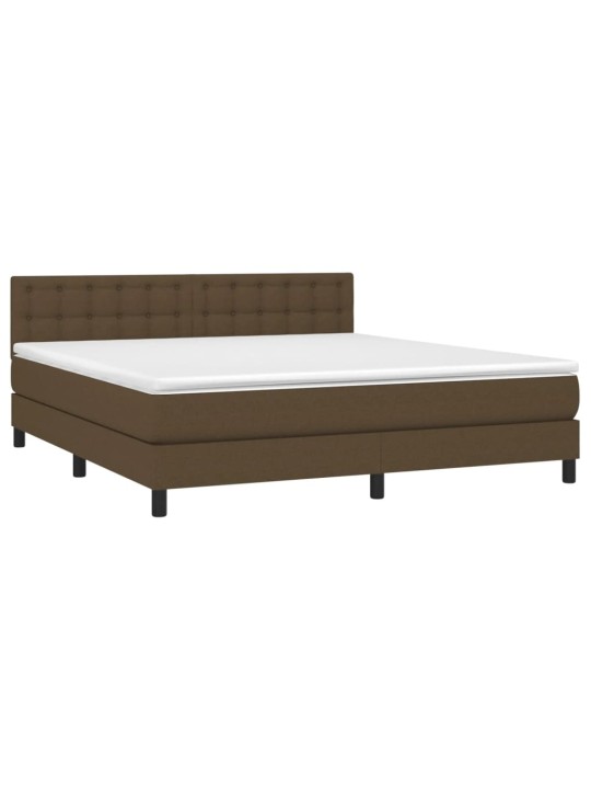 Box spring postel s matrací a LED tmavě hnědá 180x200 cm textil