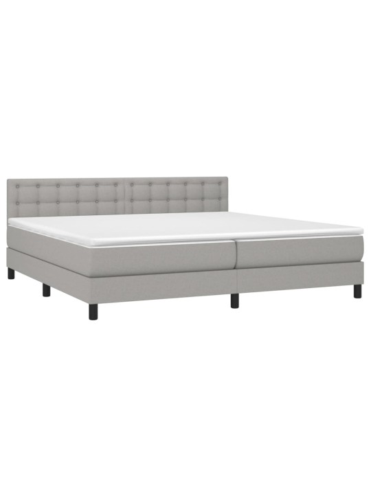 Box spring postel s matrací a LED světle šedá 200x200 cm textil