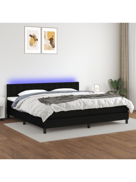 Box spring postel s matrací a LED černá 200x200 cm textil